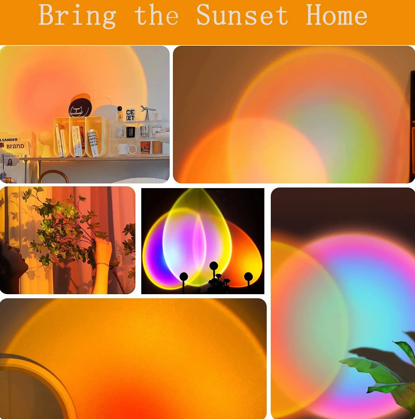Sunset Lamp, lampa z USB, regulowana wysokość, lampka nocna LED Rainbow Light, 24 kolory, dwa piloty zdalnego sterowania, 4 dynamiczne tryby, obrót o 180°, Sunset lampa projekcyjna, selfie, fotografia
