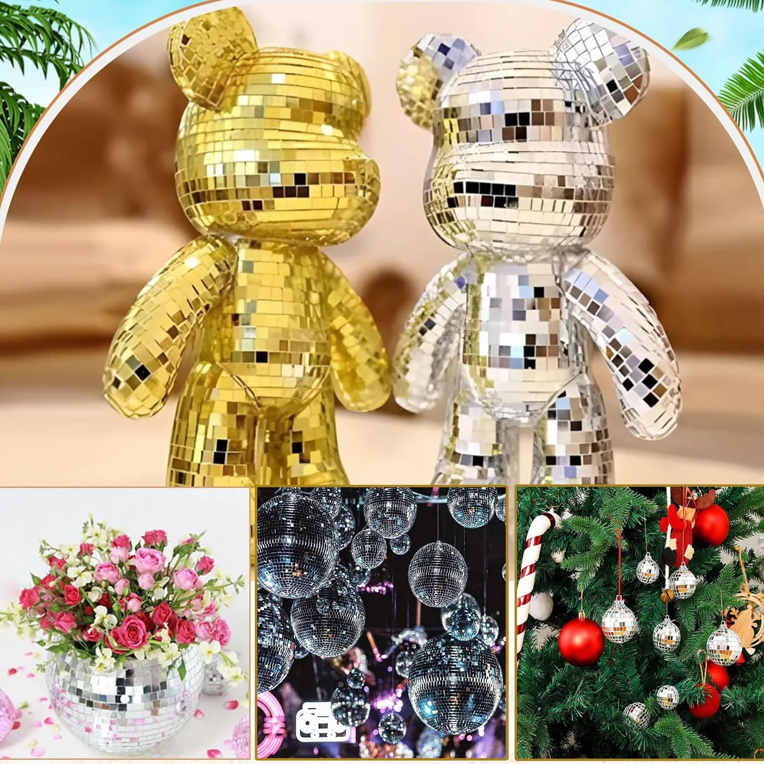 4 rolki 6400 sztuk samoprzylepnych mini luster, mini mozaikowe płytki lustrzane, samoprzylepne mini lustro, mozaika, kwadratowa mozaika, 5 x 5 mm, do samodzielnego wykonania rzemiosła, dekoracji