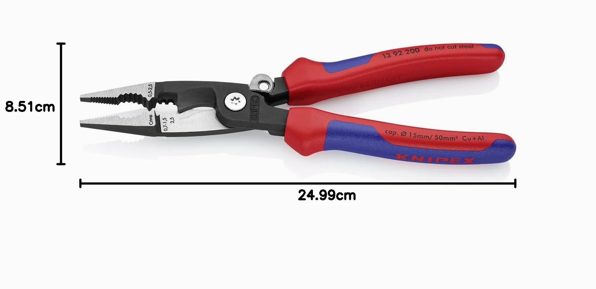 KNIPEX Szczypce do prac elektroinstalacyjnych z osłonkami wielokomponentowymi 200 mm, 13 92 200