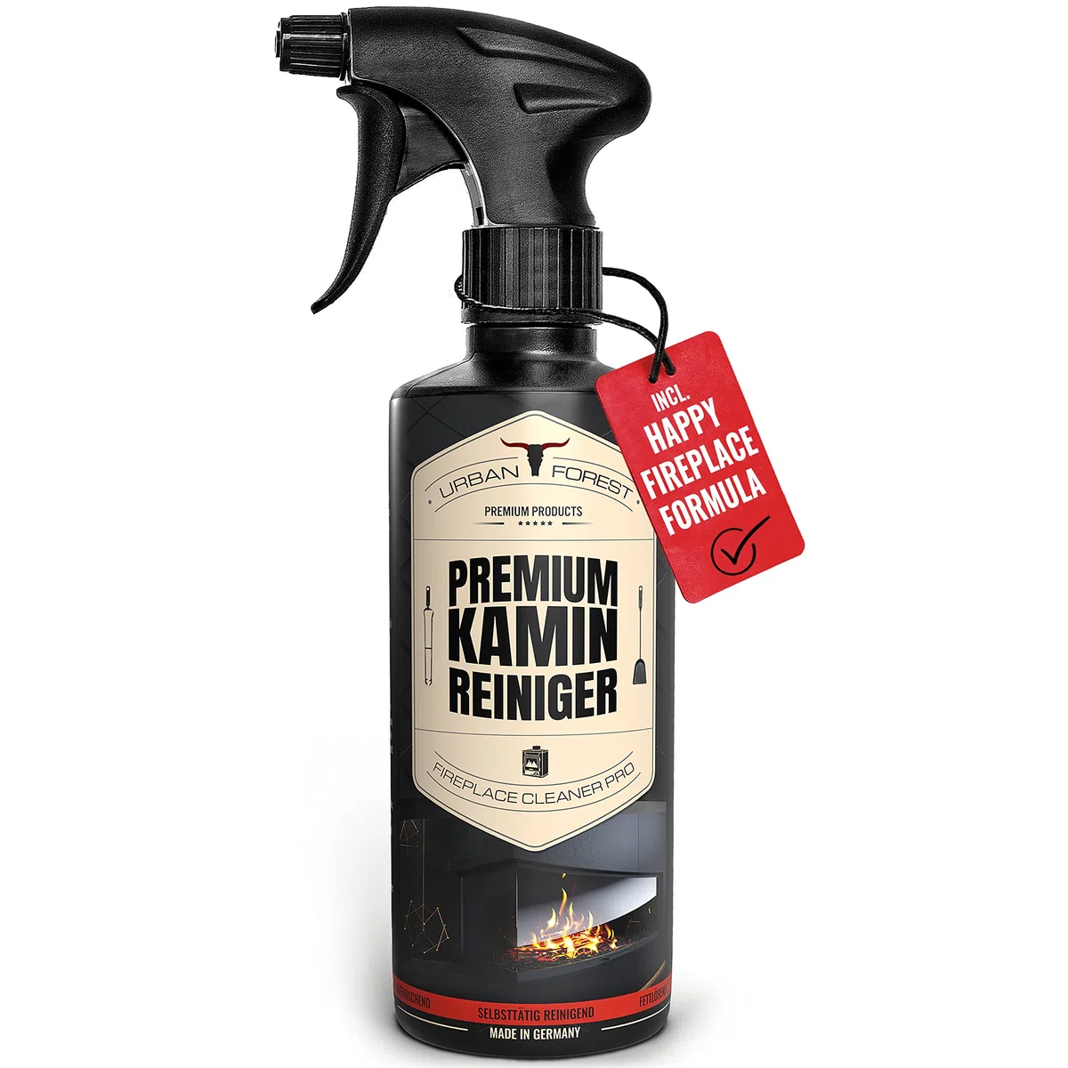 Urban Forest środek do czyszczenia kominka i pieca, środek do czyszczenia szyb i szyb kominkowych, do profesjonalnego zastosowania, 500 ml