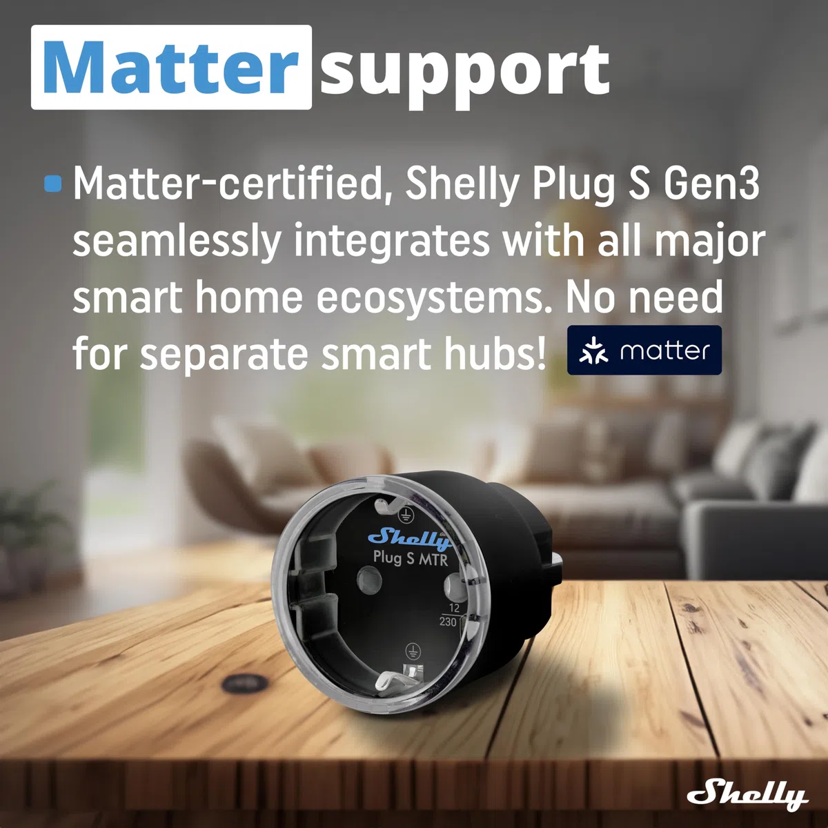 Shelly Plug S MTR Gen3- Czarny, Inteligentna Wtyczka Wi-Fi z Licznikiem, Wskaźnikiem LED, Zdalne Sterowanie za Pomocą Aplikacji i Głosu, Programowalna z Timerem, Alexa, Google Home, SmartThings