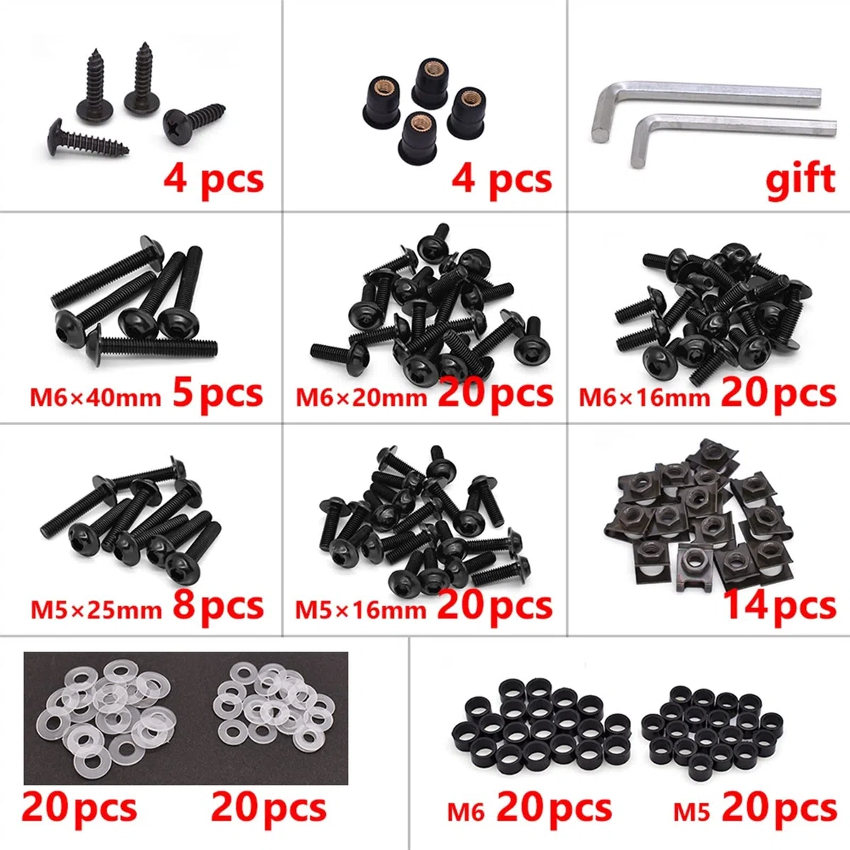 175PCS Body Screws For Kawasaki Z650 Z900 Z800 Z250 Z300 For Ninja 250 300 R Universal Motorcycle Fairing Bolts Kit Fixing Clips Screw Nuts