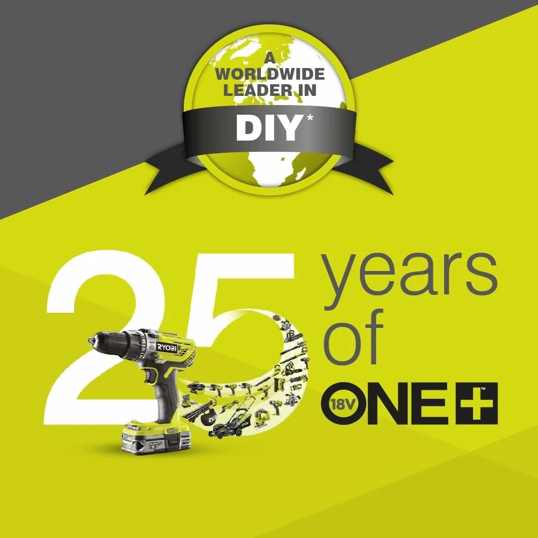 RYOBI - Zestaw 2 narzędzi 18 V ONE+: Wiertarka 50 Nm + Piła szablasta + szlifierka + 2 baterie (2 i 4 Ah) + ładowarka + torba transportowa - R18CK4E-242S