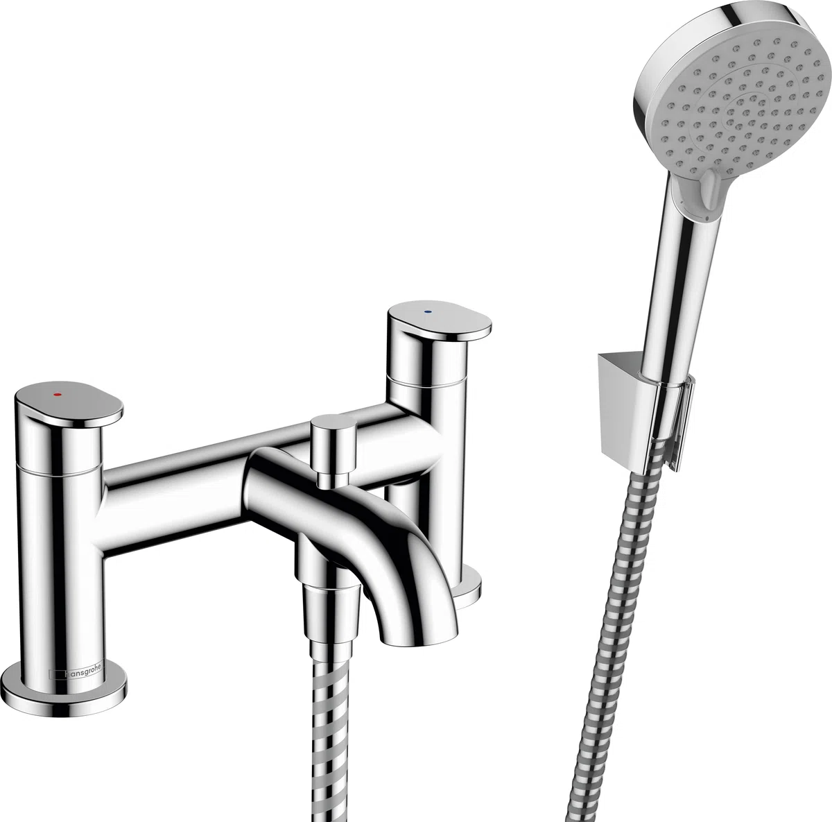 Hansgrohe Vernis Blend 2-otoworowa bateria do montażu na brzegu wanny z zaworem przełączającym i główką prysznicową Vernis Blend Vario, chrom, 71461000
