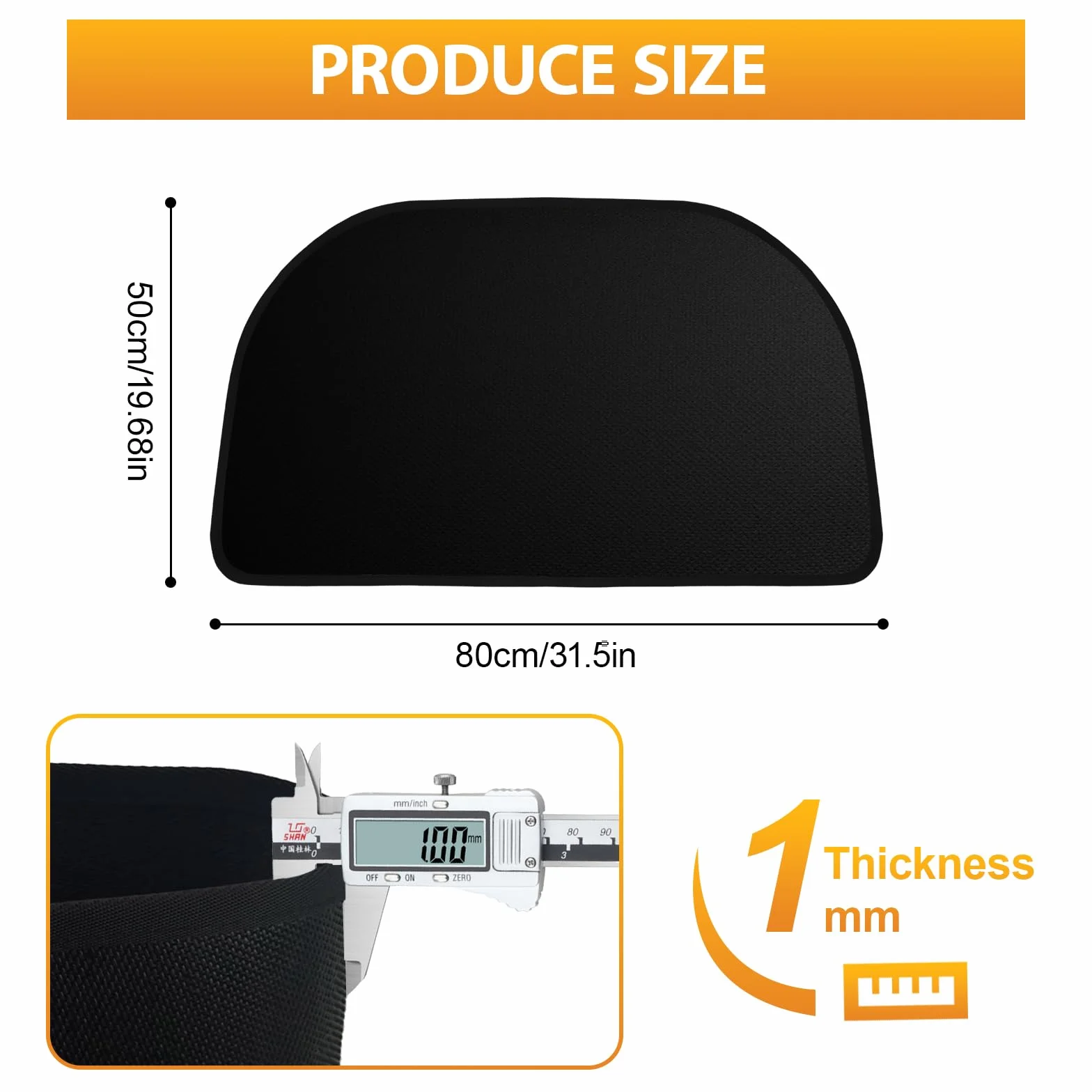 Ognioodporna podkładka – 80 x 50 cm, mata ognioodporna do pieca kominkowego, odporna na wysokie temperatury do 1000°C, płyta chroniąca podłogę przed iskrami, mata podłogowa do kominka, grilla, czarna