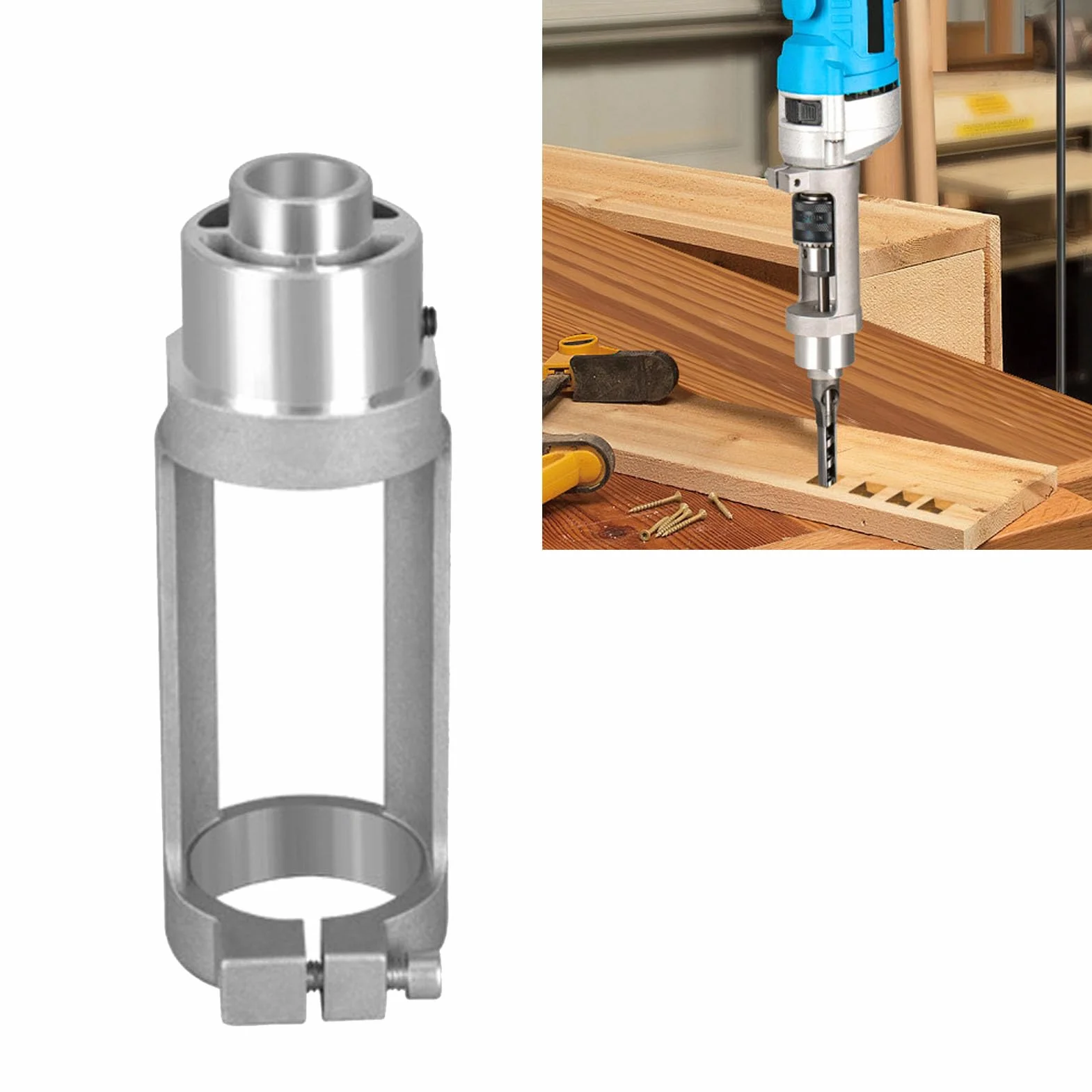 Adapter Wiertła do Otworów Kwadratowych do Akcesoriów Wiertarki, Uchwyt Mocujący Wiertło do Otworów Kwadratowych ze Stopu Aluminium do Uchwytów Wiertarskich od 38 do 43 Mm