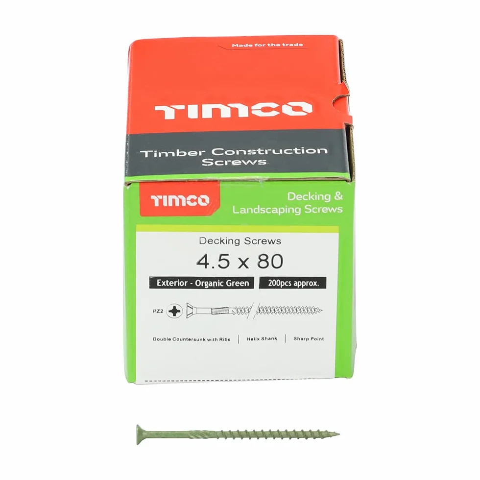 TIMCO Klasyczna śruba tarasowa - 4,5 x 80 - zielona - pudełko 200 sztuk