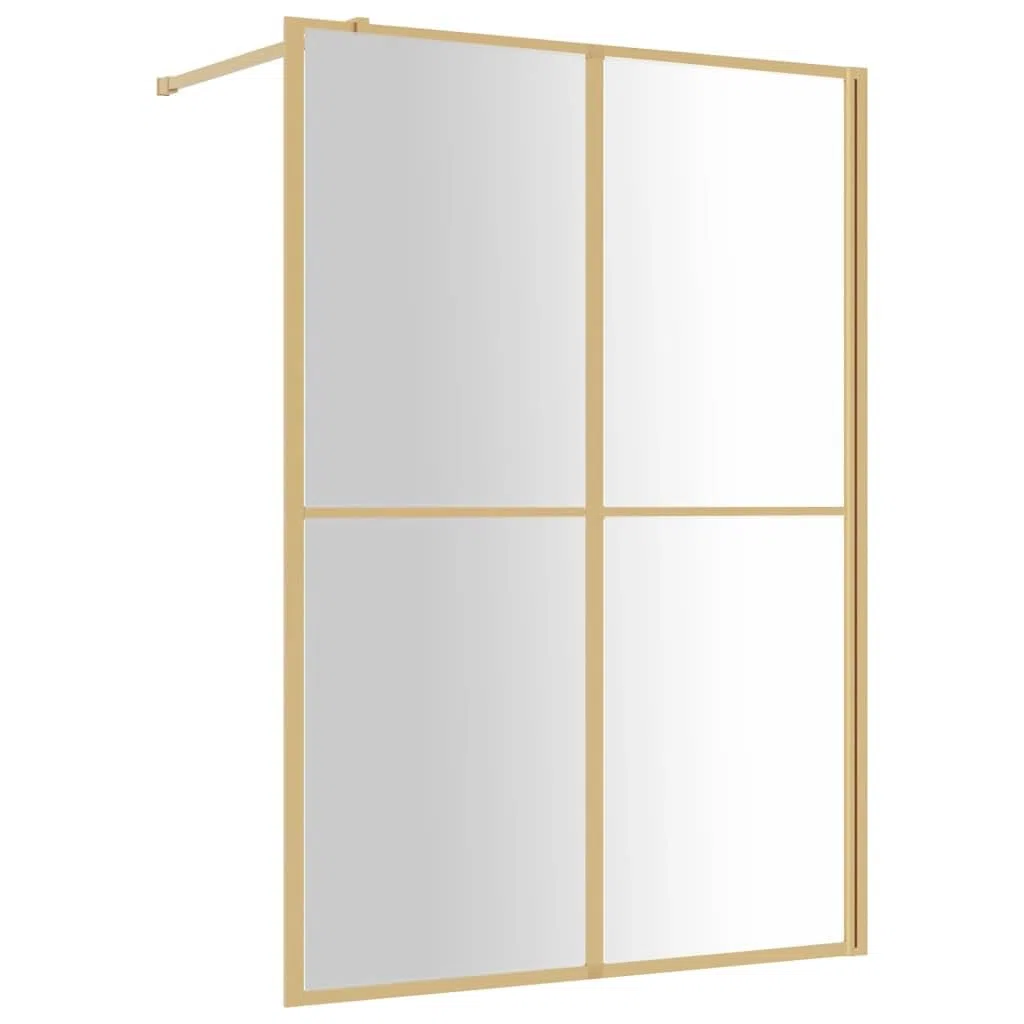 Kabina prysznicowa z drążkiem podporowym i regulowaną ramą aluminiową ze złotego szkła bezpiecznego ESG 5 mm do nowoczesnego prysznica 140 x 195 cm