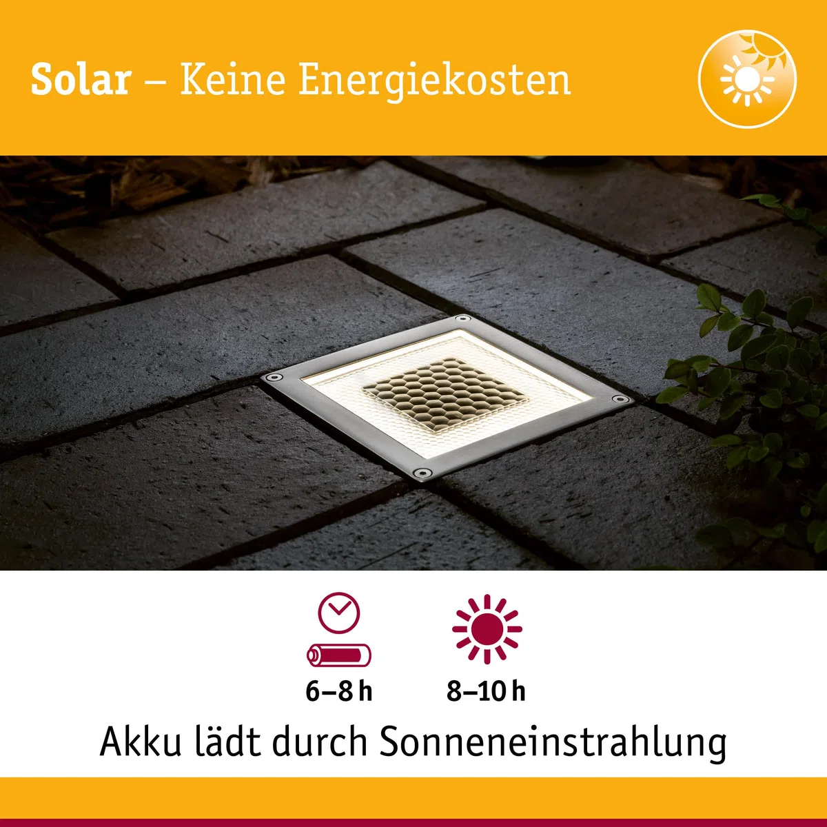 Paulmann 937.74 Special Line Solar Cube/Box LED IP67 ciepła biel 0,24 W 93774 lampa solarna zewnętrzna lampa podłogowa kamień brukowy, 10 x 10 cm, stal nierdzewna, przezroczysta