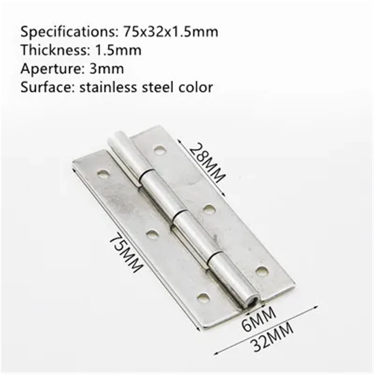 Zawias do sprzętu przemysłowego ze stali nierdzewnej 304 SHHPS6-2 5-2 1 szt. (75 x 32 x 1,5 mm)