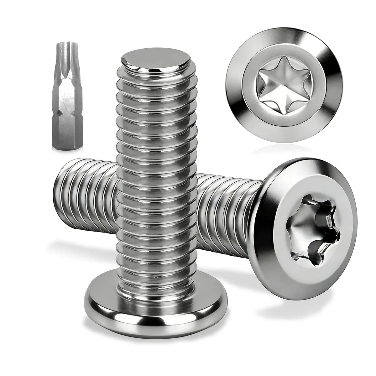 Śruby z łbem płaskim M6 x 30 mm, śruby ze stali nierdzewnej A2 V2A, 15 sztuk śrub z łbem soczewkowym, Torx, M6, śruby meblowe, pełny gwint, śruby metalowe z bitem Torx do naprawy mebli