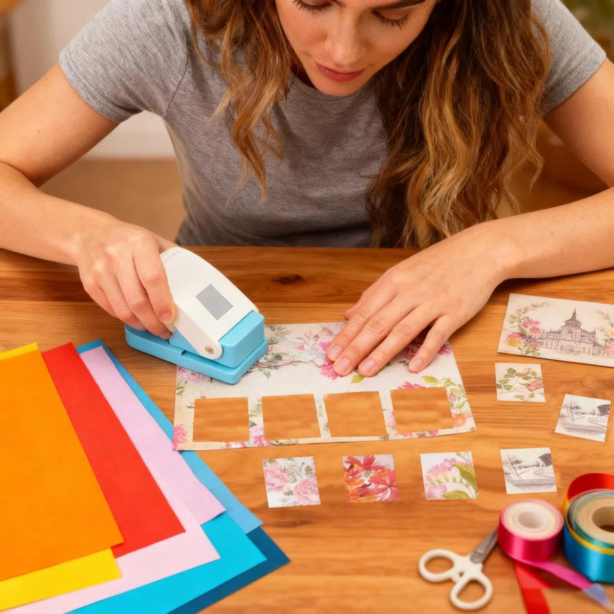 Stamp Puncher Square - urządzenie wielofunkcyjne, ręczne narzędzie do wycinania narożników do kronikowania, scrapbookingu, etykietowania i dekoracji artystycznych, łatwe w użyciu, solidne i przenośne