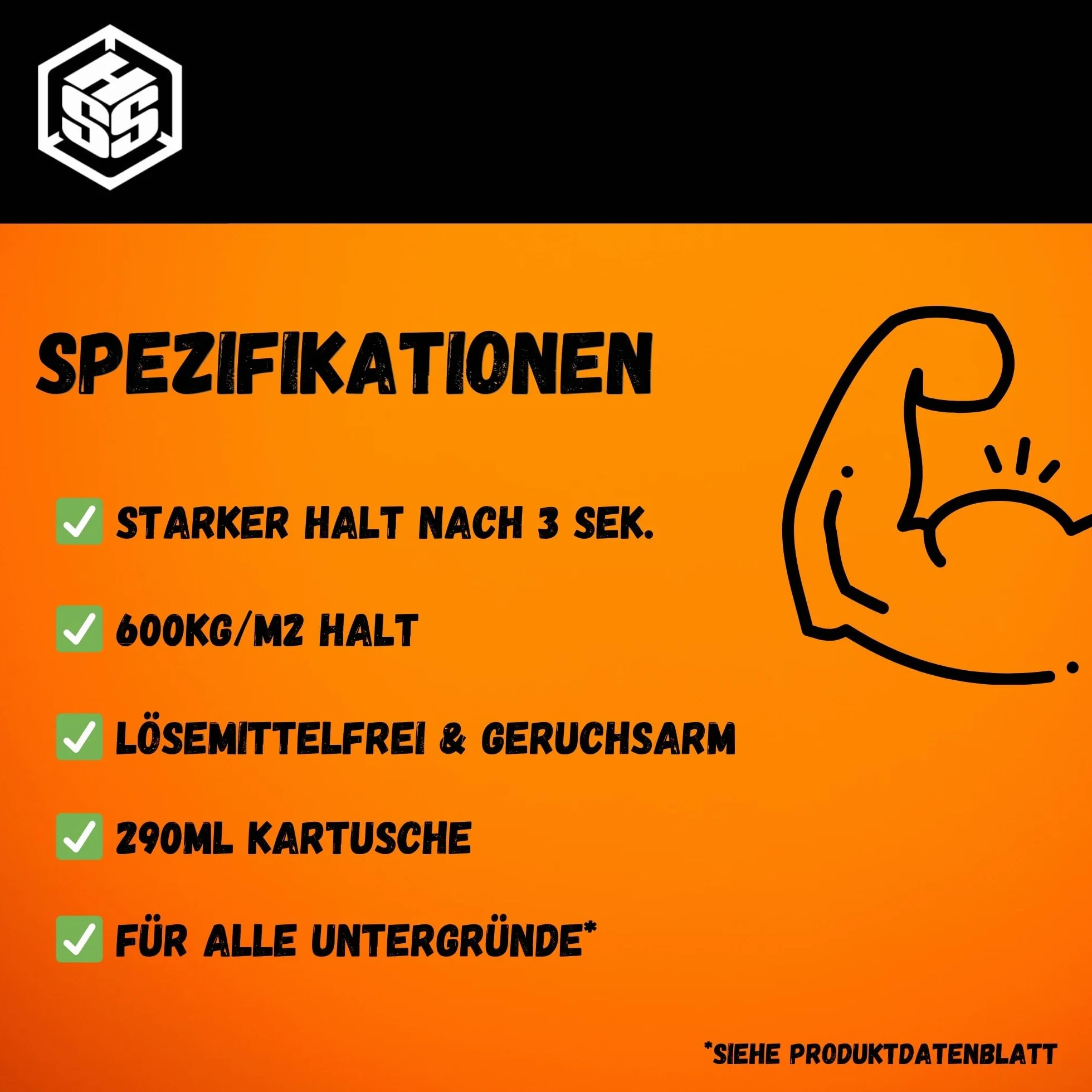 HSS® Klej montażowy Turbo, technologia klejenia High Tack MS Polymer, mocny/ 600 kg/m², budowlany, do wewnątrz i na zewnątrz, do każdego materiału, odporny na UV i warunki atmosferyczne, biały, 290 ml