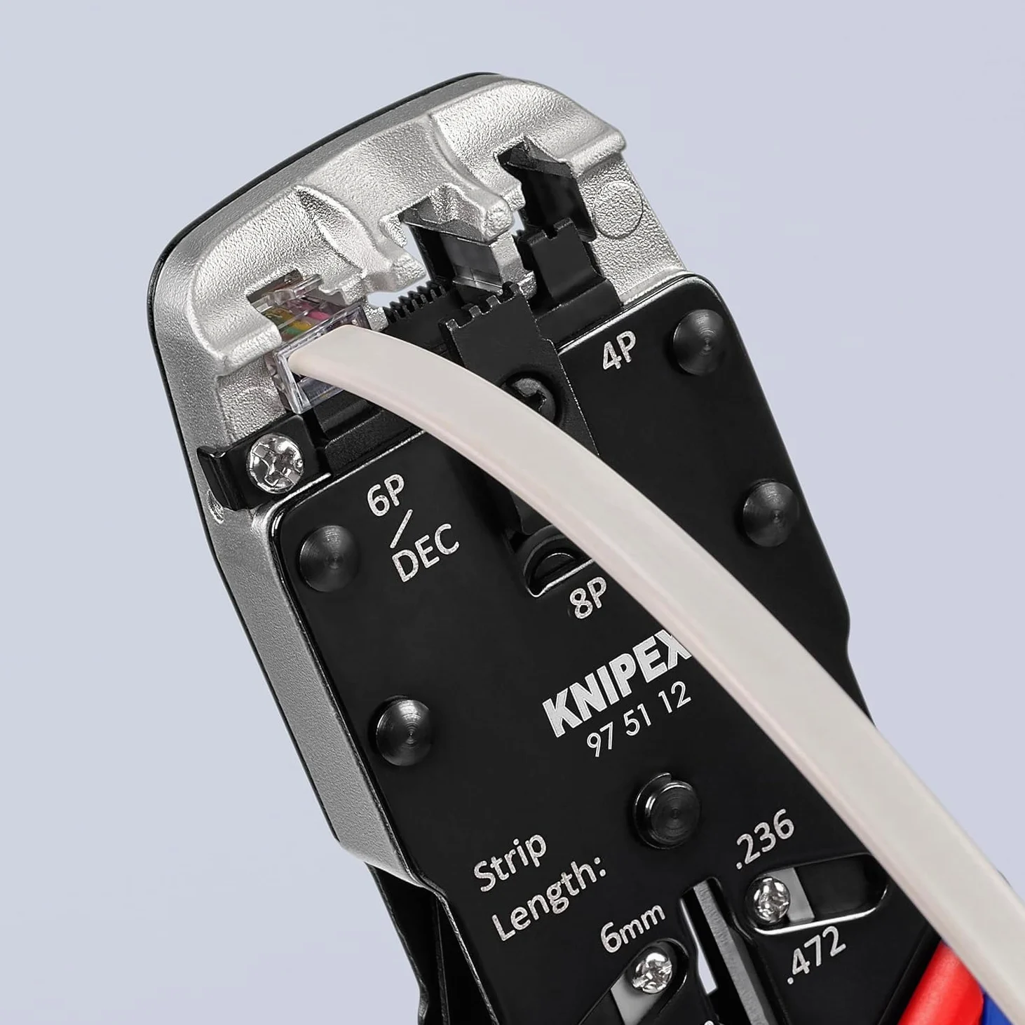 KNIPEX Szczypce do zagniatania wtyków telefonicznych typu Western z osłonkami wielokomponentowymi 200 mm, 97 51 12