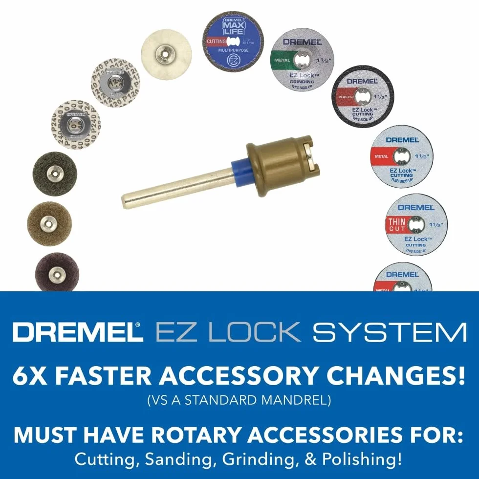 Dremel EZ728-01 EZ Lock obrotowe tarcze tnące, zestaw akcesoriów, koła tnące do plastiku, metalu i cienkich cięć, 11-częściowy zestaw akcesoriów
