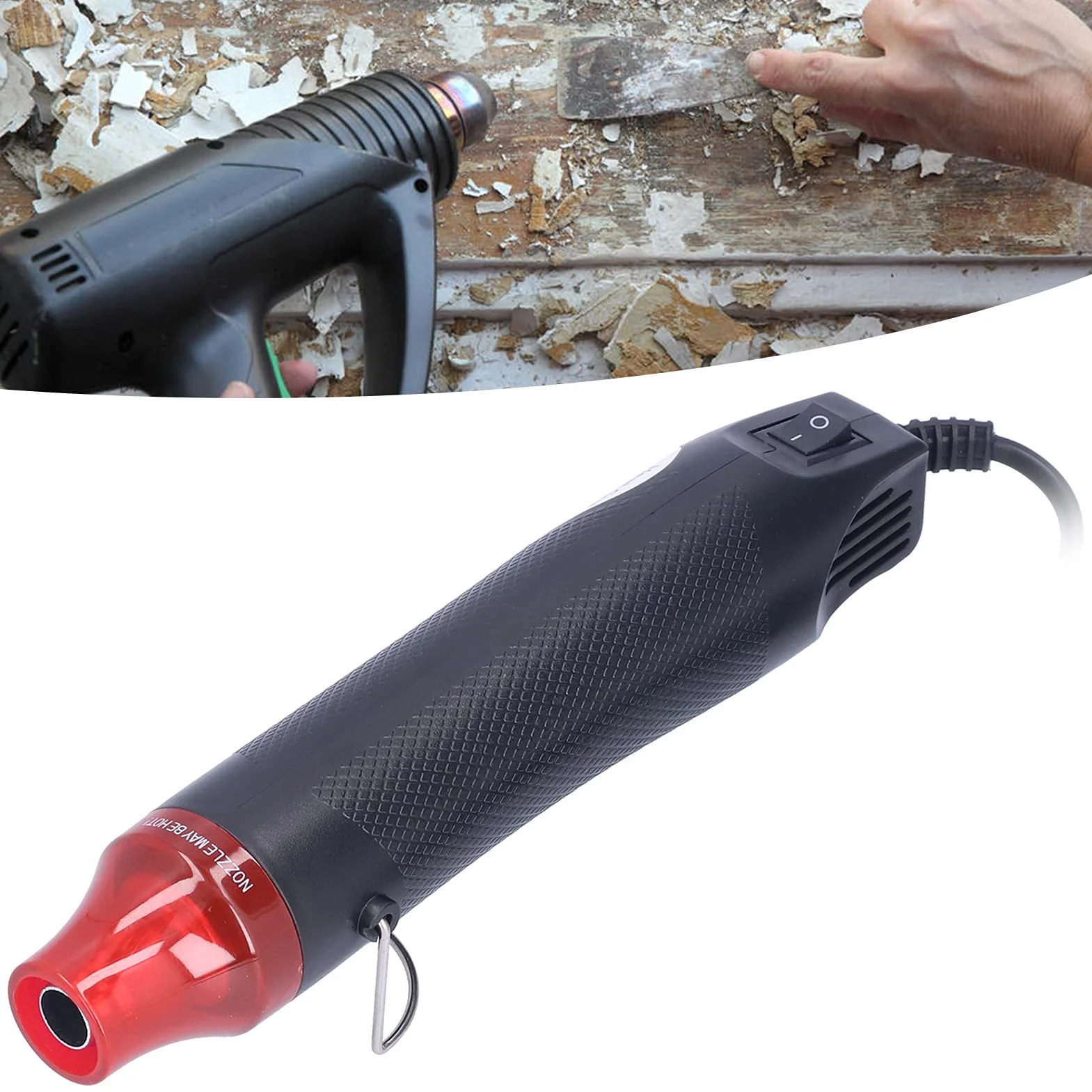 Przenośny pistolet na gorące powietrze, 200 ℃ 390 ℉ Zewnętrzny plastik ABS Przenośny Wygodny szeroki zakres zastosowania Mini opalarka do projektów DIY(Norma europejska 230V)