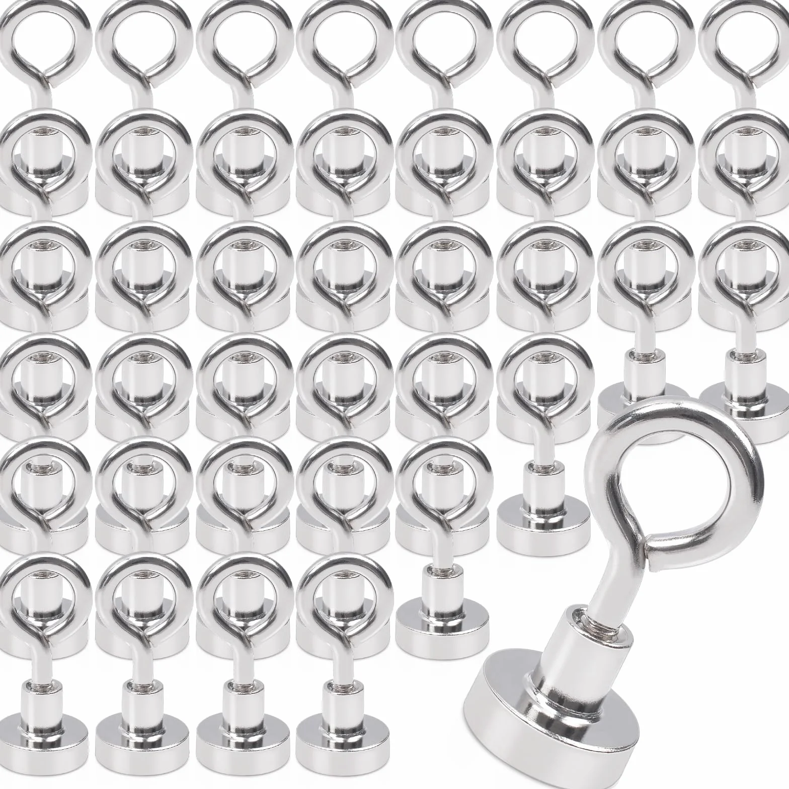 FPMYB 40 sztuk mocnych magnesów z haczykami, 16mm, magnesy neodymowe, magnesy z haczykami, magnesy oczkowe, magnes z haczykiem do wycieczek, grilla, BBQ, kuchni, lodówek, gadżetów, żelaznych drzwi