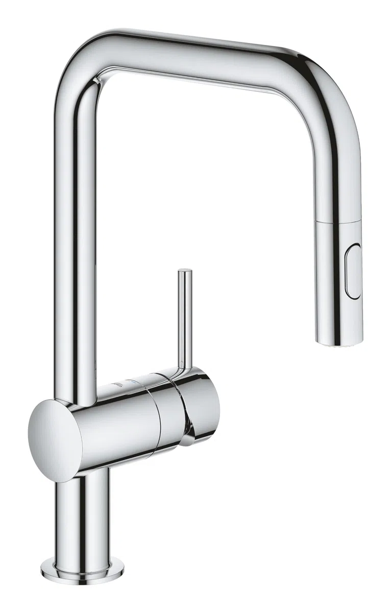 Grohe Minta jednouchwytowa bateria umywalkowa, DN 15, 32322, wylewka w kszta?cie litery U, podwójna g?owica prysznicowa, Kolor: Chrom - 32322002