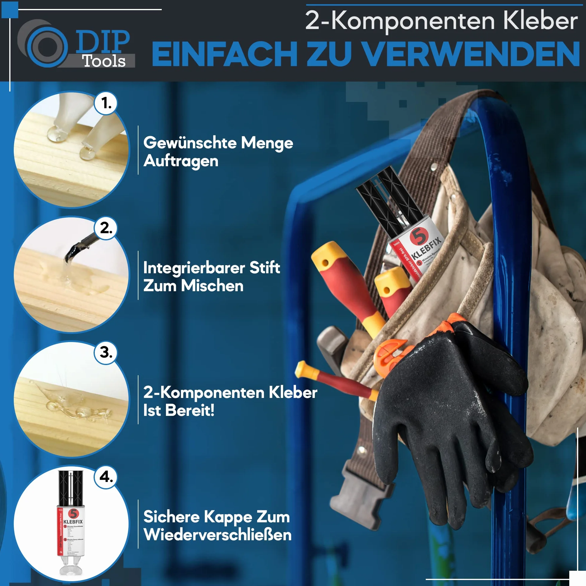 DIP-Tools uniwersalny klej 2-składnikowy - żywica epoksydowa - przezroczysty (1x25ml)