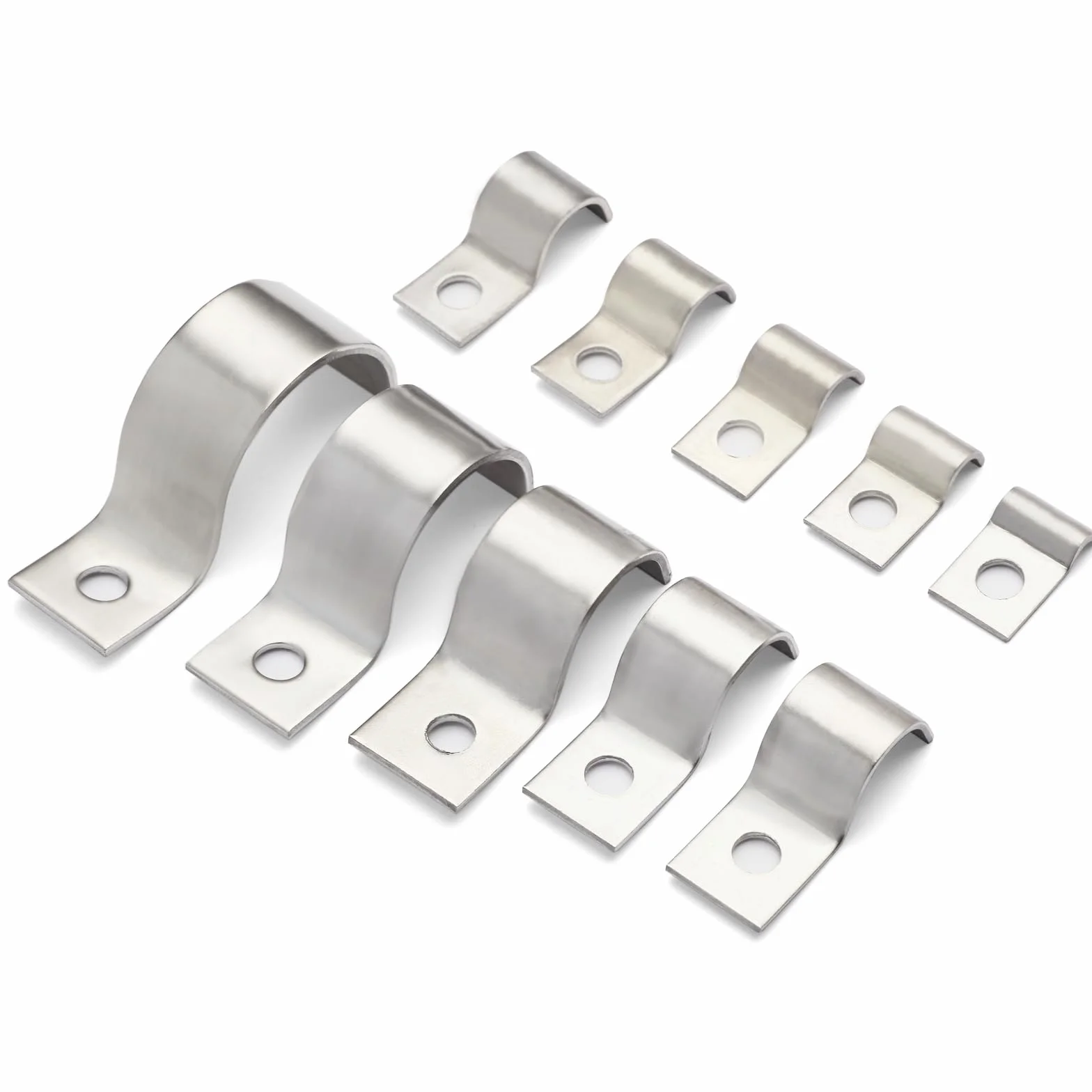 20 sztuk metalowych obejm kablowych, 304, stal nierdzewna, 25 mm, pojedyncze otwory w kształcie litery U, obejmy mocujące, zaciski kablowe do wkręcania, klamra do węża uchwyt do rur Ø 25 mm