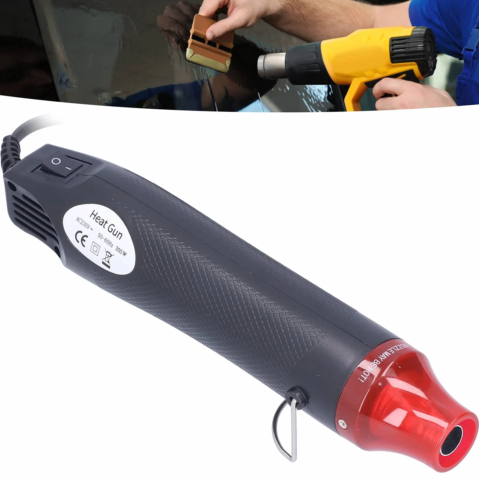 Przenośny pistolet na gorące powietrze, 200 ℃ 390 ℉ Zewnętrzny plastik ABS Przenośny Wygodny szeroki zakres zastosowania Mini opalarka do projektów DIY(Norma europejska 230V)