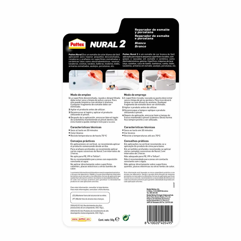 Henkel 496774 Nural 2 do naprawy porcelany i emalii, 20 ml,