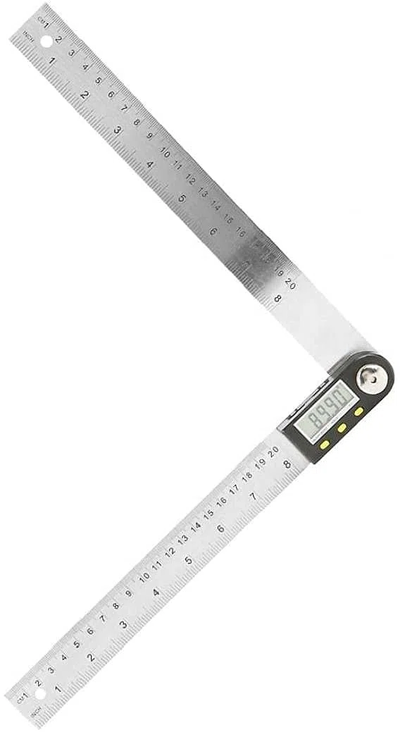 Celownik kątowy, linijka kątowa, cyfrowy celownik kątowy Kątomierz Linijka ze stali nierdzewnej 0-200 mm Wyświetlacz LCD do pomiaru obróbki drewna, narzędzia sprzętowe Kątomierz