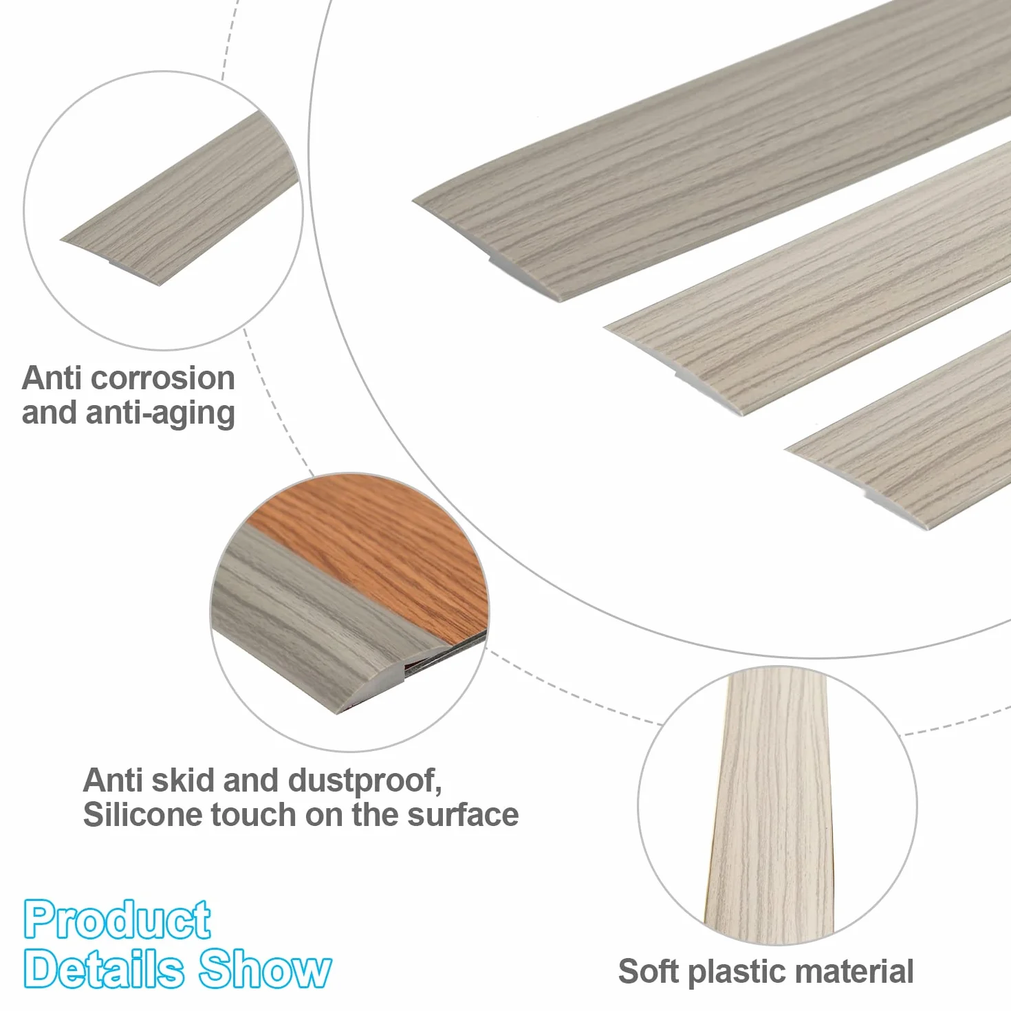 Profil przejściowy z PCW samoprzylepny do podłóg laminowanych i parkietu, elastyczny, odporny na zarysowania, łatwy w montażu (400 cm x 5 mm) (1)