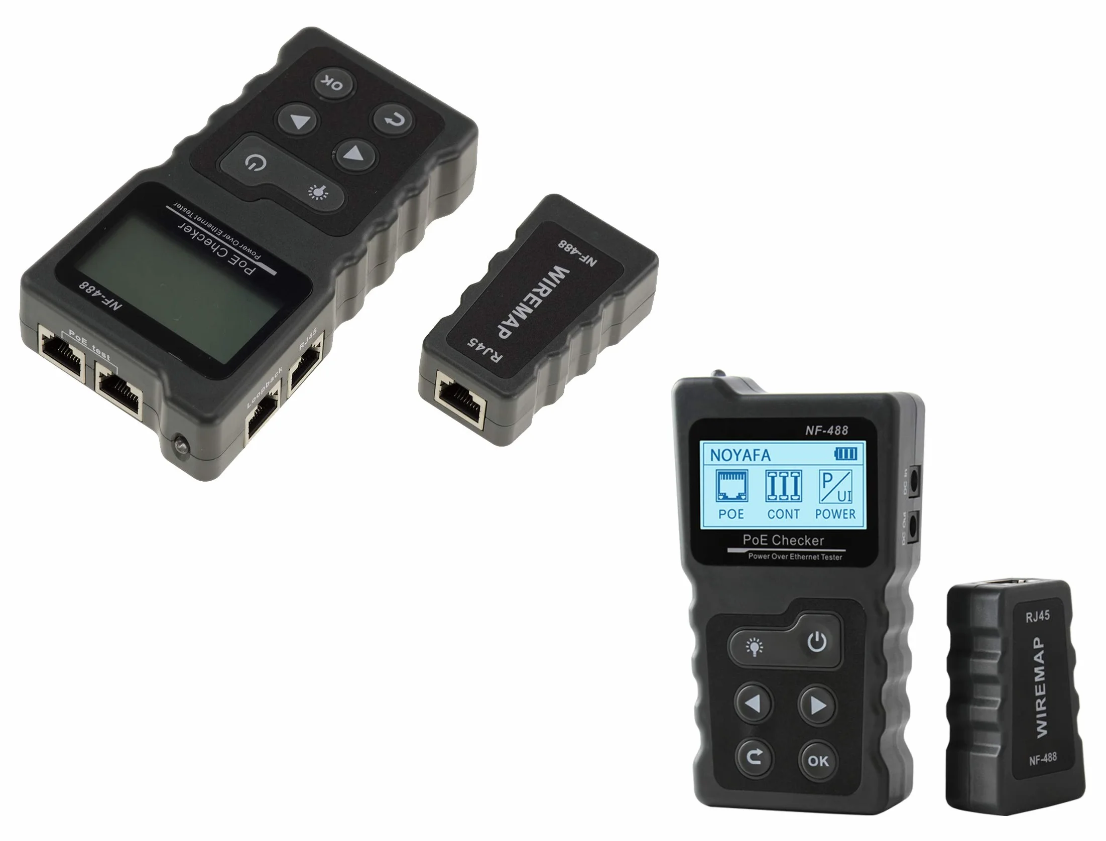 KALEA-INFORMATIQUE Tester kabli sieciowych RJ45 RJ11: mapowanie kabli, test PoE (obecność, prąd, napięcie, moc), test poboru mocy