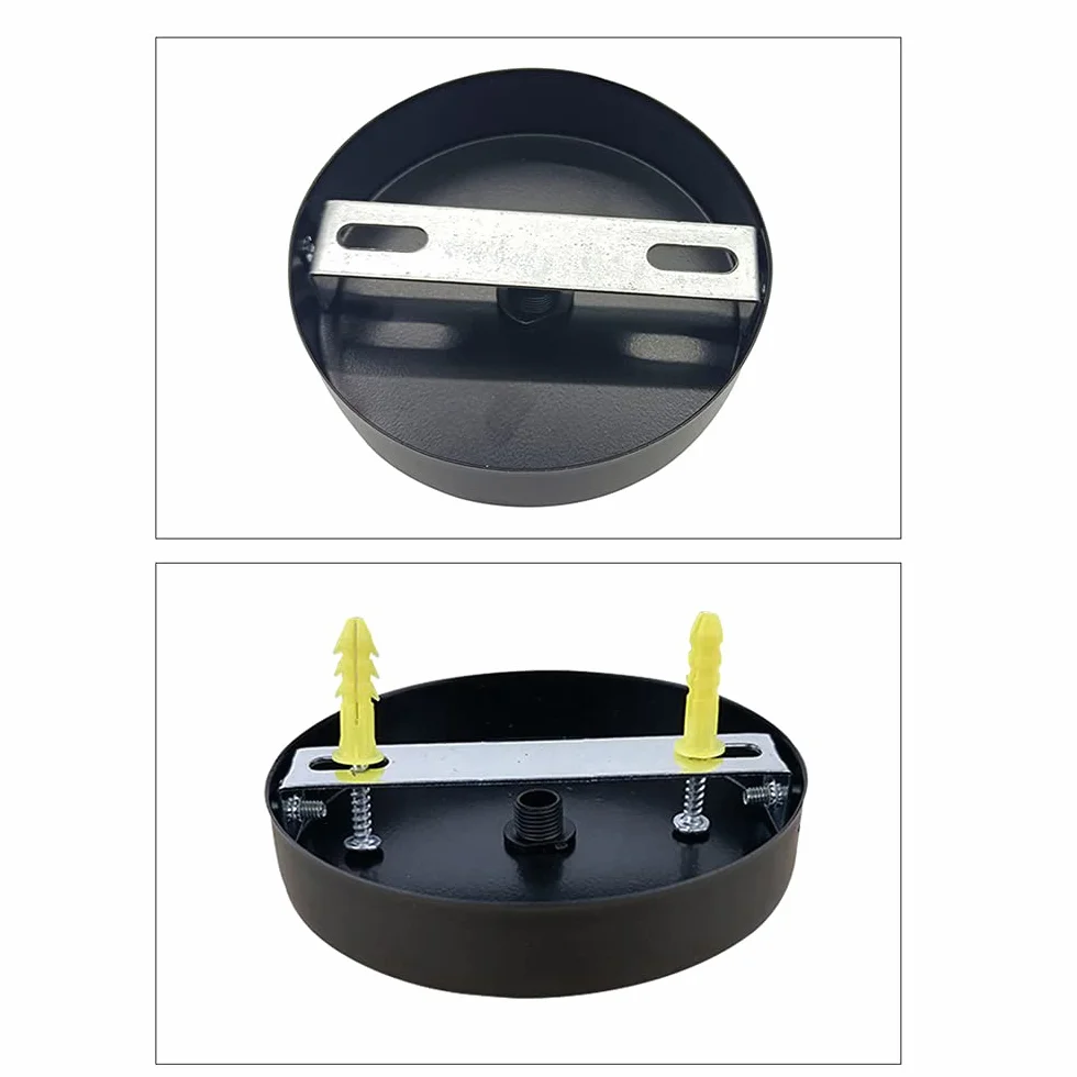 2 sztuki baldachimu sufitowego 100 x 20 mm, puszka przyłączeniowa z metalu, 1 otwór okrągły abażur - rozeta sufitowa - matowa czerń, nadaje się do wszystkich lamp