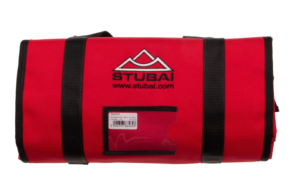 Stubai 560221 zestaw dłut w torbie zwijanej czerwony 21-częściowy, średni, sztuka