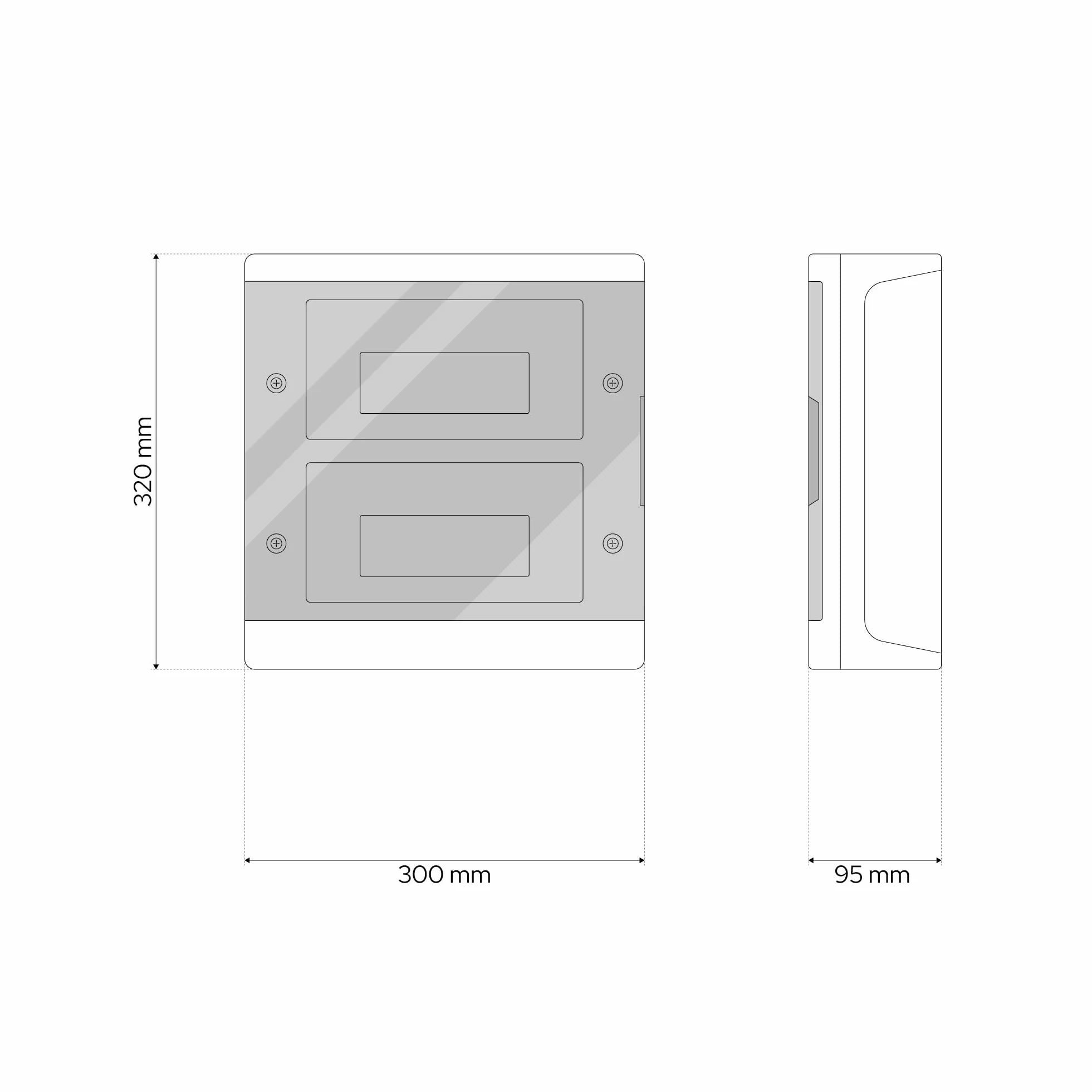 EDO Rozdzielnica Elektryczna Natynkowa 2 Rzędy 24 Modułów 32 x 30 x 9,5 cm - Biała ABS Skrzynka Bezpiecznikowa IP40 IK07, Skrzynka Rozdzielcza do Garażu, Warsztatu, Domu