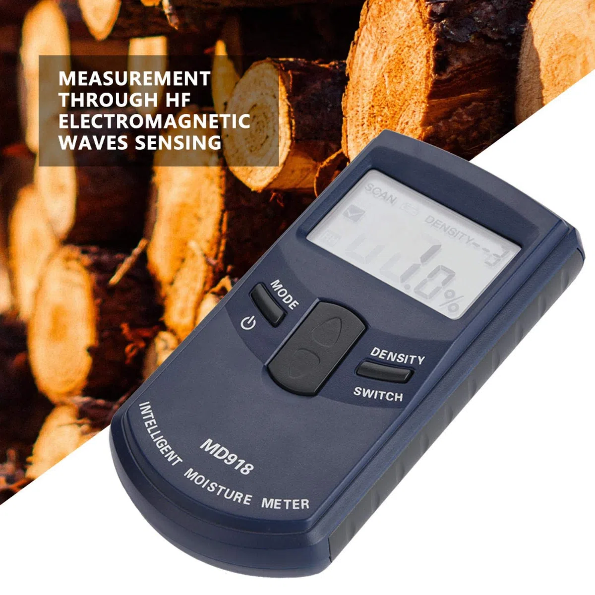 MD918 cyfrowy LCD indukcyjny miernik wilgotności drewna, miernik wilgotności drewna, tester wilgotności drewna, 4% ~ 80% RH do testowania wilgotności drewna i materiałów budowlanych