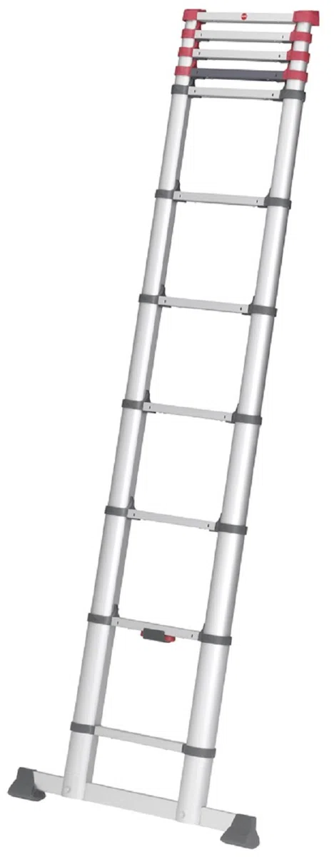 Hailo T80 FlexLine aluminiowa drabina teleskopowa – wysuwana drabina przystawna z 11 szczeblami – wysokość robocza do 397 cm – waga 10,7 kg – srebrna