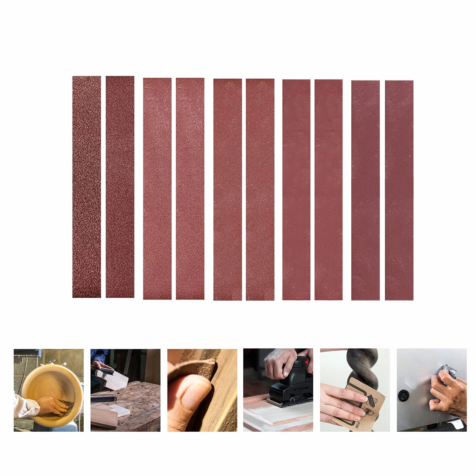 Irfora 30 x 330 mm, 10 sztuk taśm szlifierskich (po 2 o ziarnistości 120, 240, 400, 800, 1000), taśma szlifierska z tlenku glinu, papier ścierny, papier ścierny do szlifierek taśmowych