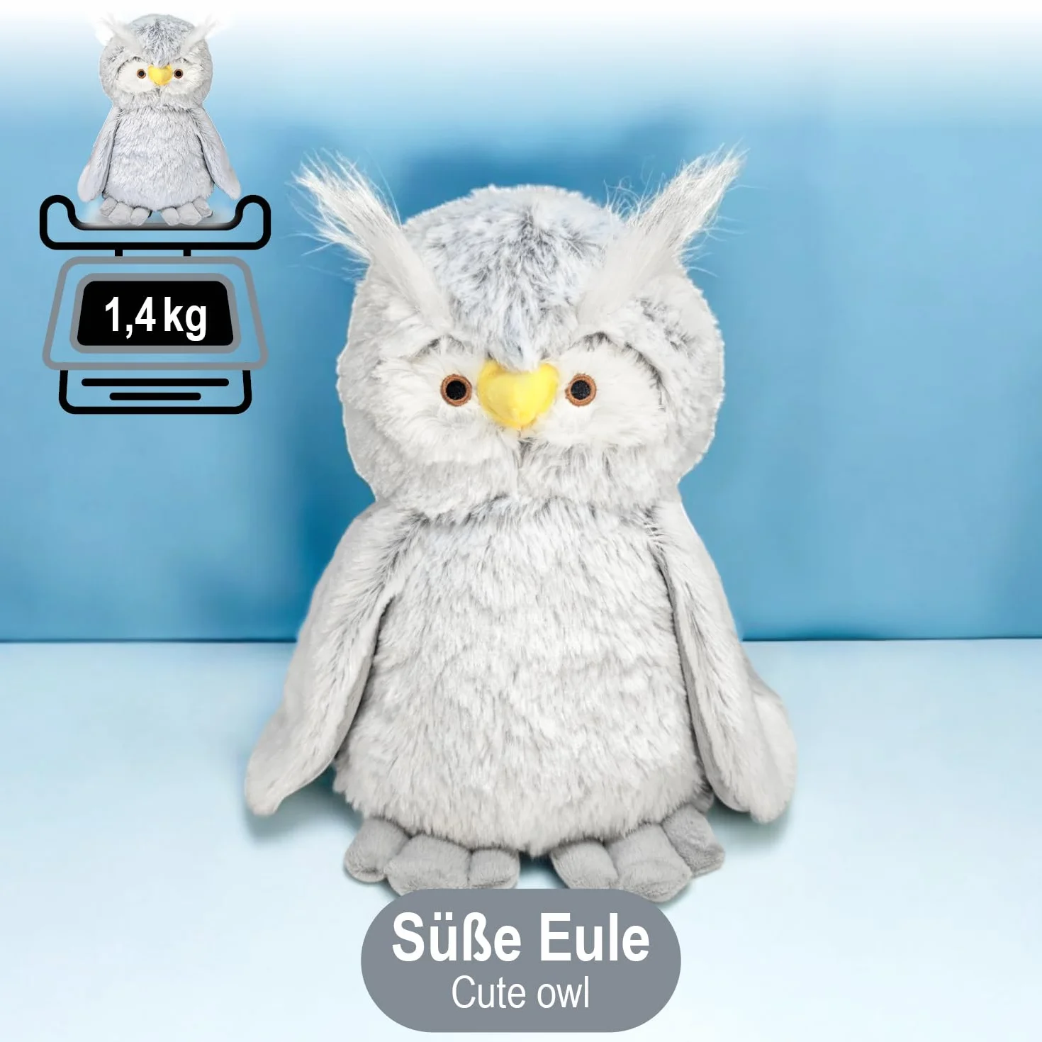 COM-FOUR® odbojnik do drzwi - ciezki uchwyt do drzwi w uroczym ksztalcie sowy - odbojnik do okien idealny do przeciagów - funkcjonalne akcesorium do domu - klocek hamulcowy 1,4 kg (Uhu)