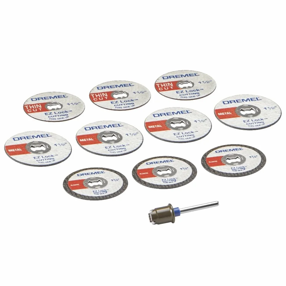 Dremel EZ728-01 EZ Lock obrotowe tarcze tnące, zestaw akcesoriów, koła tnące do plastiku, metalu i cienkich cięć, 11-częściowy zestaw akcesoriów