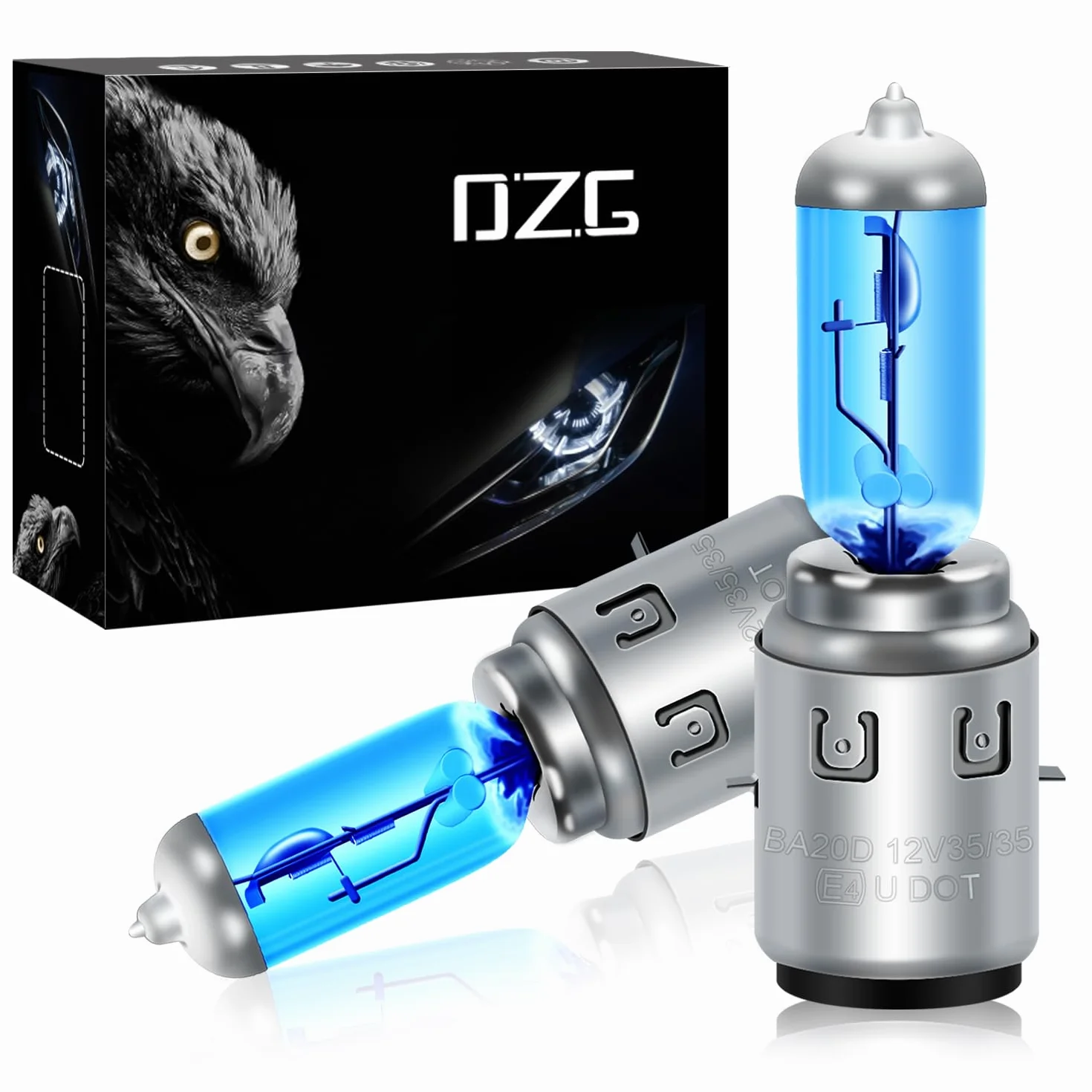 DZG - S2 / Ba20d Żarówki halogenowe - 12V 35 / 35W Super białe żarówki reflektorów 5500K Motocyklowa żarówka Hi Lo, 2 sztuki
