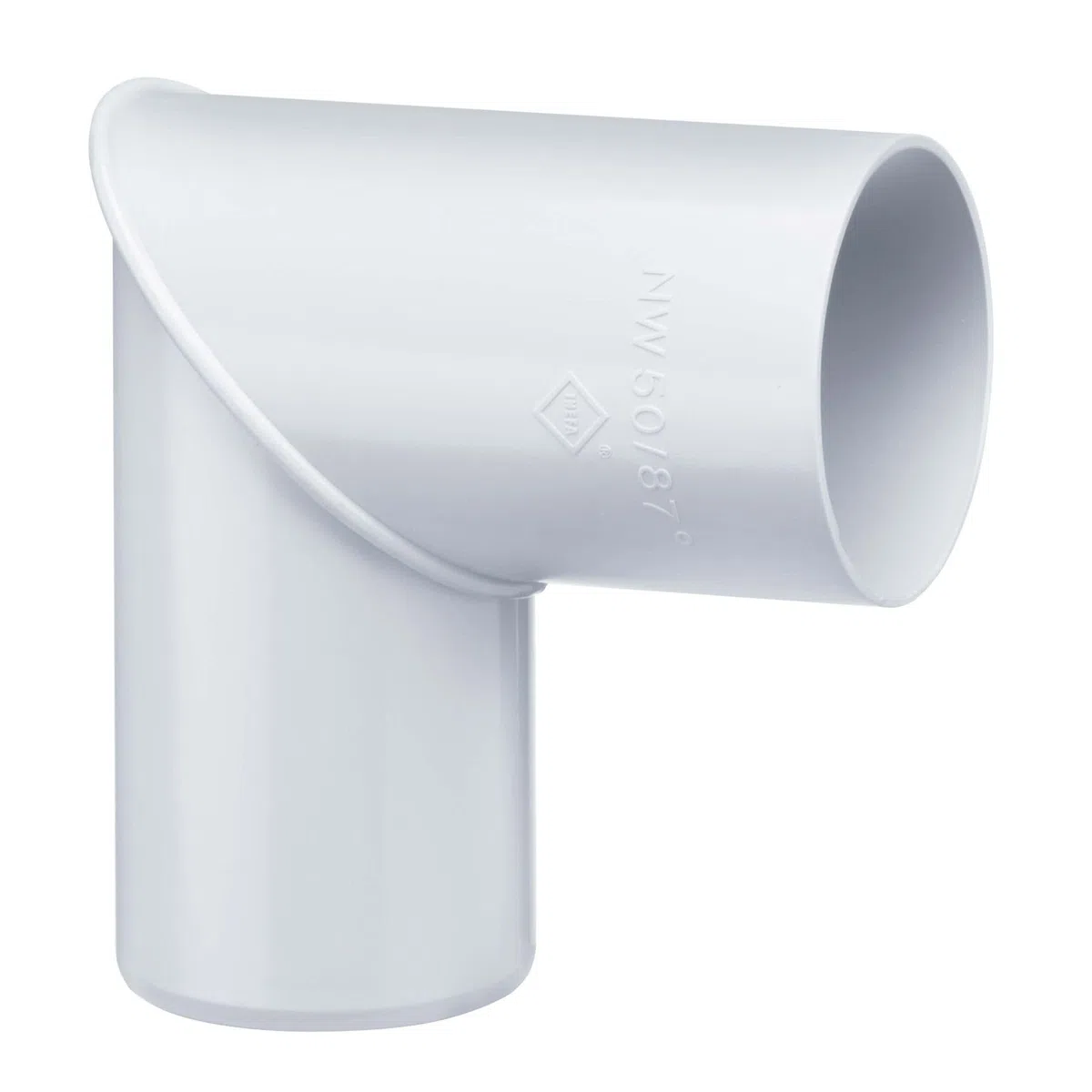 INEFA kolano rury spustowej 87 stopni do rury spustowej, PVC 50mm, biały Przyłącze rynnowe, łatwy montaż, Made in Germany