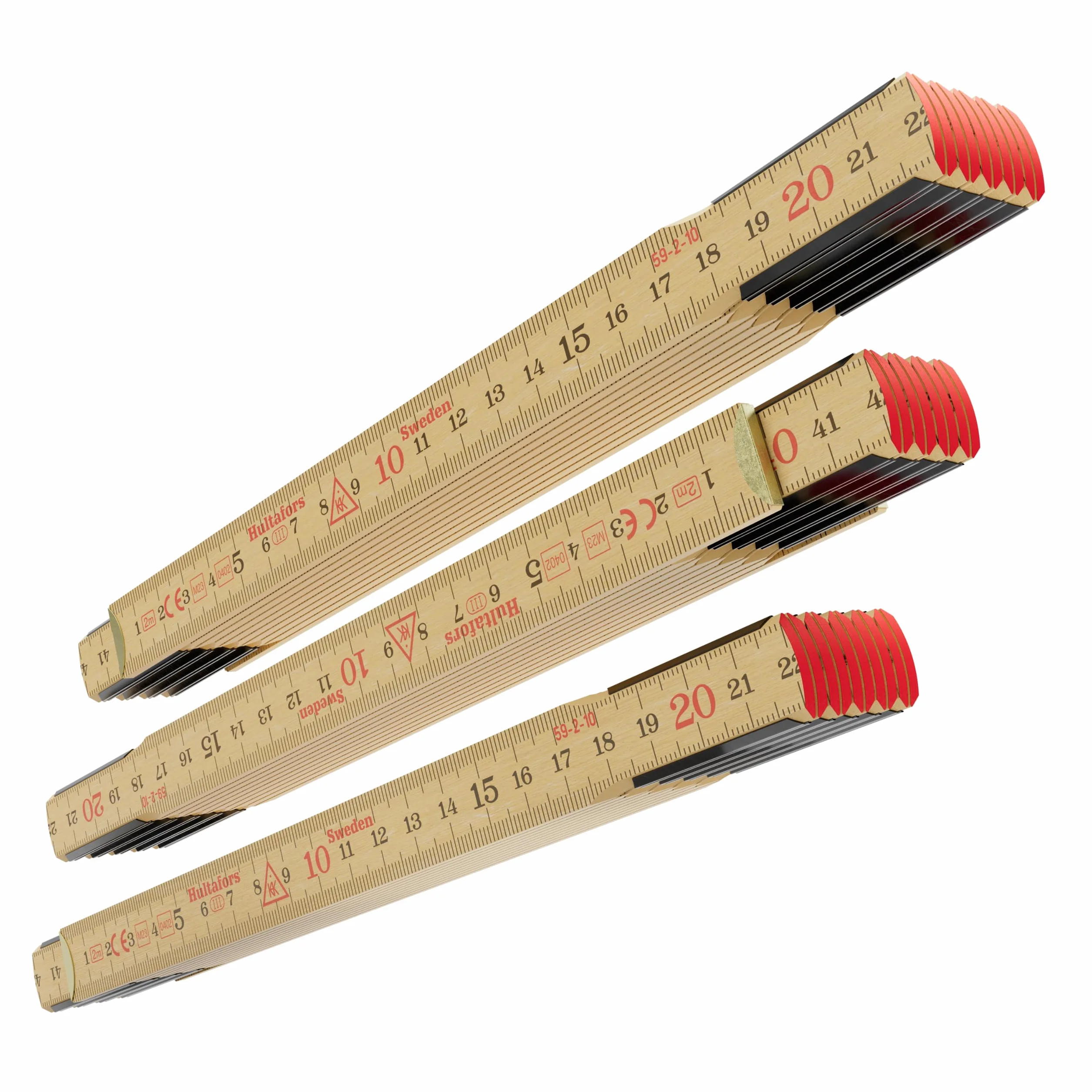 Oryginalny Schwedenmeter® Multipack 3 sztuki I Miara składana z brzozy szklanej I Made in Sweden I 3x miara składana 2m z zawiasami ze stali szwedzkiej I Wysokiej jakości przymiar EU-Klasa III I