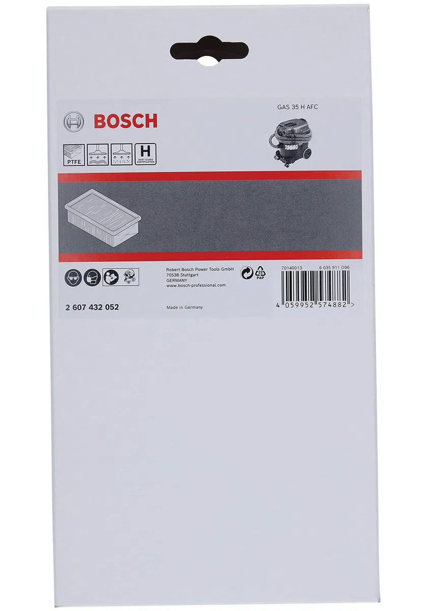 Bosch Professional Płaski filtr fałdowany klasy H (HEPA, PTFE, osprzęt do odkurzacza GAS 35 H AFC)