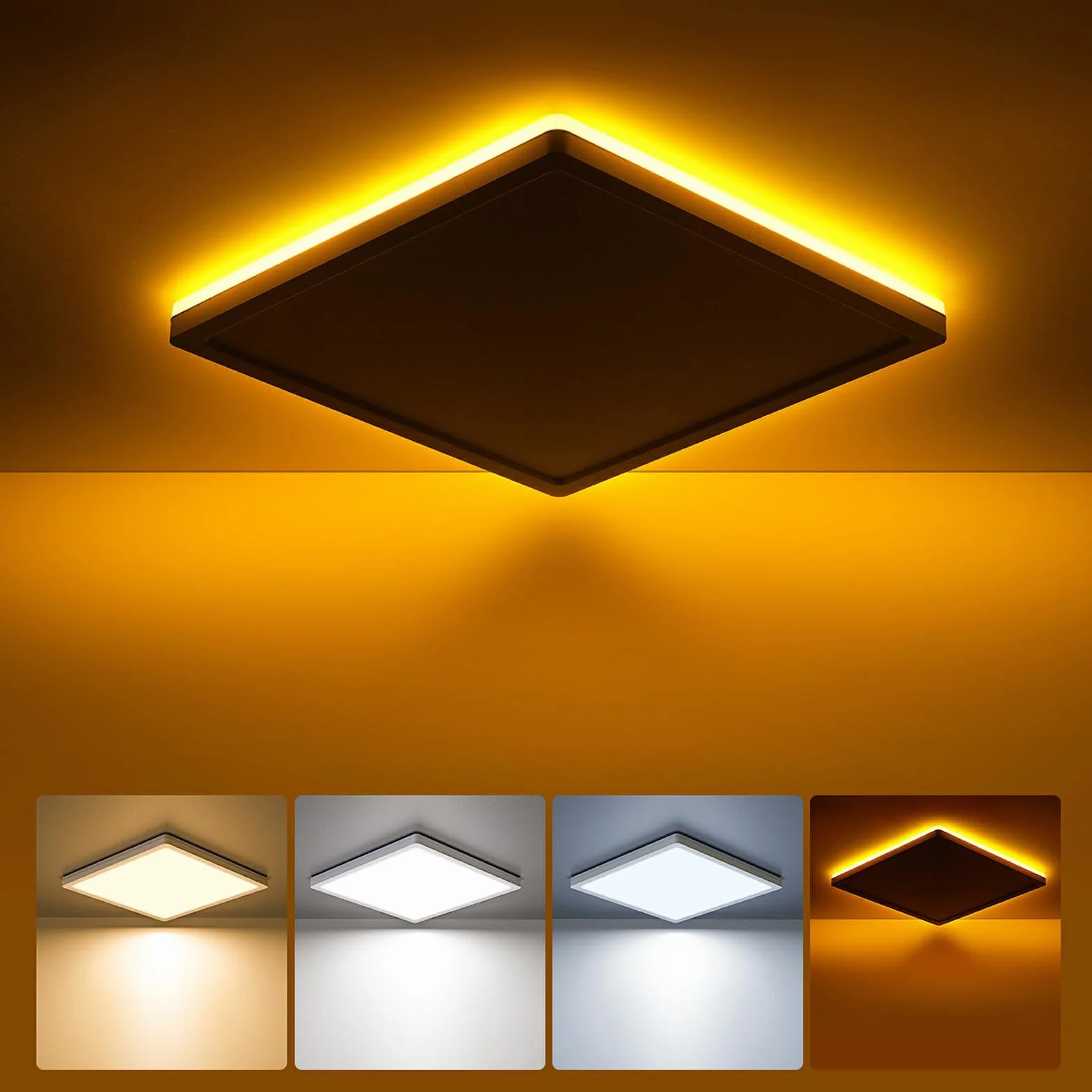 BLNAN Płaska Lampka Sufitowa LED, 18W Oświetlenie Sufitowe z Światłem Nocym 2000K, Ciepłe Białe Neutralne Białe Zimne Białe 3000K/4000K/5000K, Panel na Korytarz Sypialnia Kuchnia Balkon Piwnica, 22CM