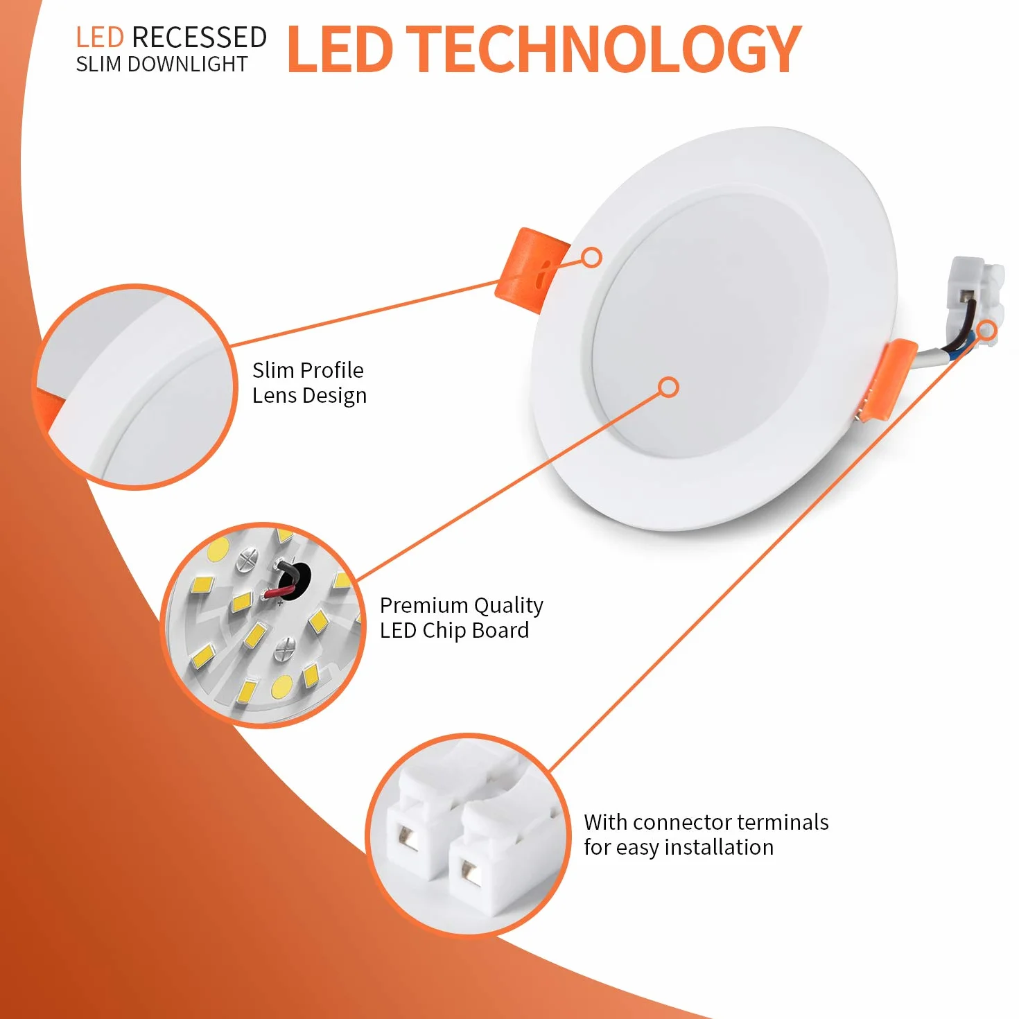 Lampy LED do Zabudowy, 3 Sztuki 6 W Lampa Sufitowa, 3000 K Ciepła Biel, 430 lm, AC 230 V, Bez Możliwości Ściemniania, Średnica Montażu φ75 mm