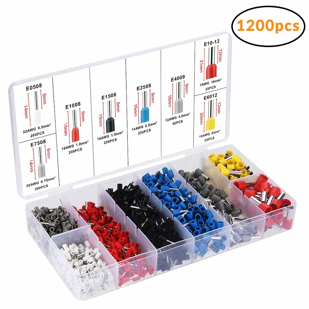 Preciva CP621200 Szczypce Zaciskowe do Tulejek Kablowych, 0,25-10,00 mm², Zestaw 1200 Sztuk