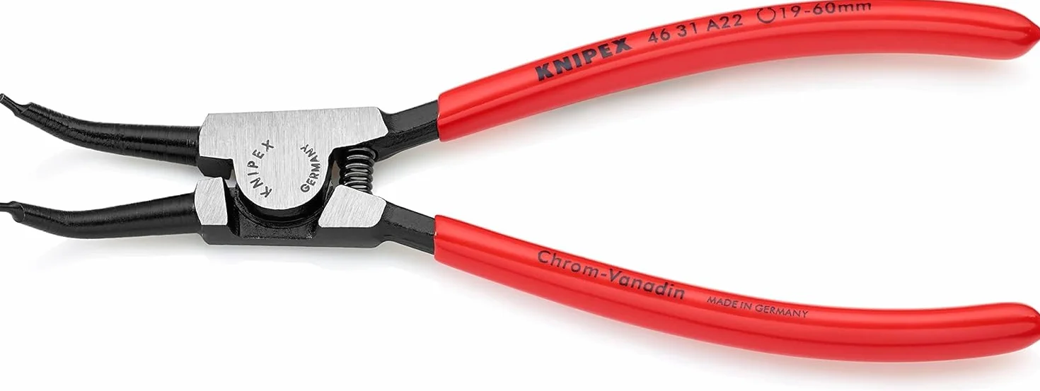 KNIPEX Szczypce do pierścieni osadczych sprężynujących do montażu pierścieni zewnętrznych na wałach wygięte pod kątem 45° fosforanowane, 46 31 A22