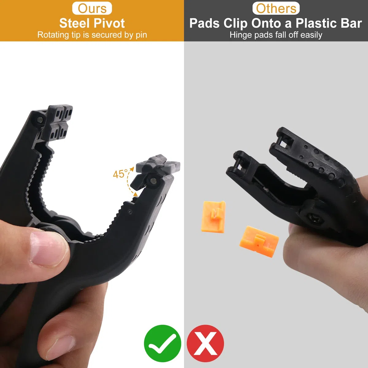 Coideal Plastikowe nylonowe zaciski sprężynowe – 8 szt. ulepszone, mocne, duże, wytrzymałe, muślinowe klipsy do tła fotograficznego na rynek studyjny (10 cm, czarne)