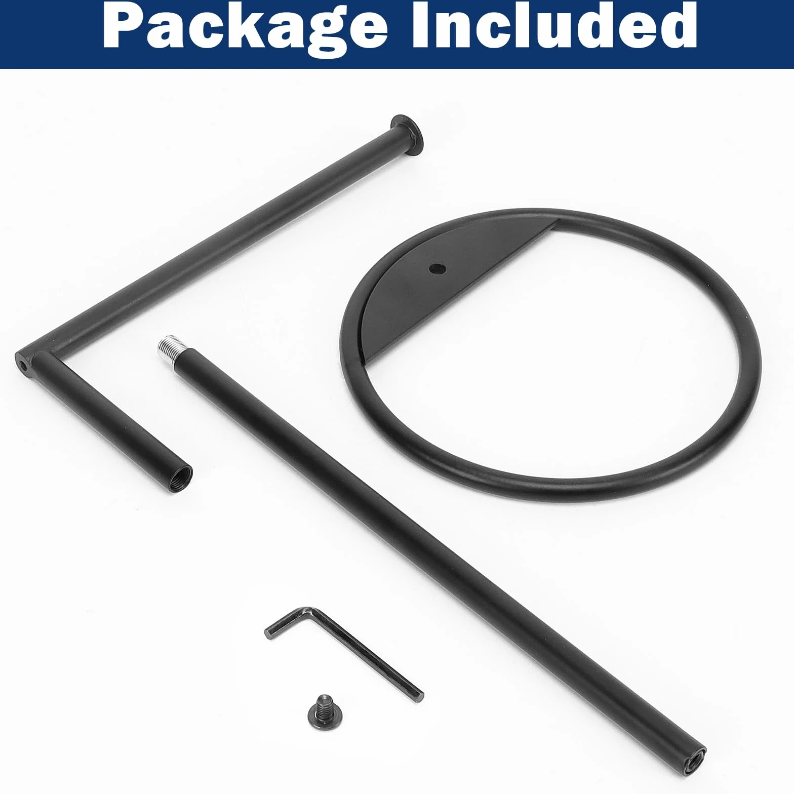NearMoon Hand Towel Holder Stand, Thicken Metal L Shape Hand Towel Rack, Small Towel Ring, Stable Standing Towel Bar for Bathroom Kitchen Vanity Countertop, 8” L 14” H (Matte Black, 2 Pack)
