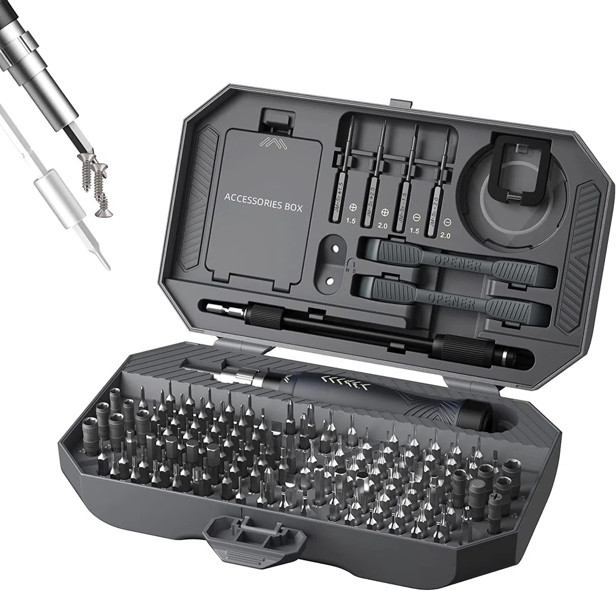 JAKEMY zestaw wkrętaków precyzyjnych 164 w 1, zestaw narzędzi naprawczych, śrubokręt magnetyczny T5 T6 Torx do telefonu/okularów/laptopa/zegarka/aparatu/zabawek/samochodu RC/konsoli