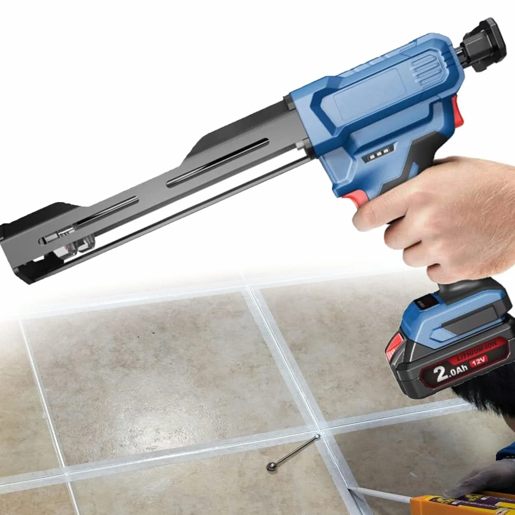 Elektryczny pistolet uszczelniający, 12 V, podwójny kartridż, z obrotowym wózkiem, w zestawie bezpłatny pistolet silikonowy do naprawy i uszczelniania domu, jedna bateria w zestawie