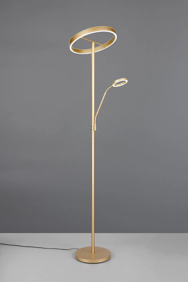 Trio Lampa podłogowa LED Leuchten WILLIS 449510279, złoty metal, 39 + 5,5 W LED, regulowana barwa światła, możliwość ściemniania